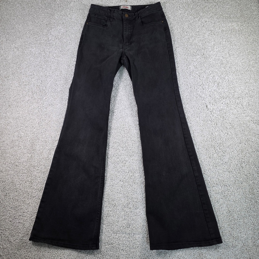 Wrangler High Rise Fierce Flare Jeans Black Size 2x32 Black Faded Stretch Denim